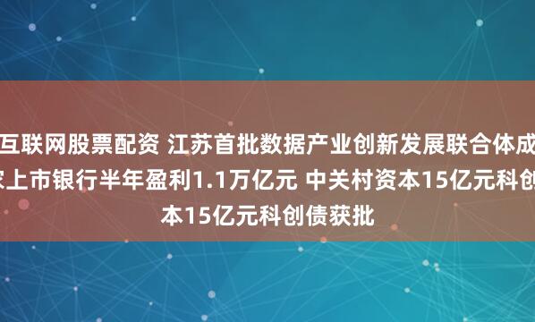 互联网股票配资 江苏首批数据产业创新发展联合体成立 42家上市银行半年盈利1.1万亿元 中关村资本15亿元科创债获批